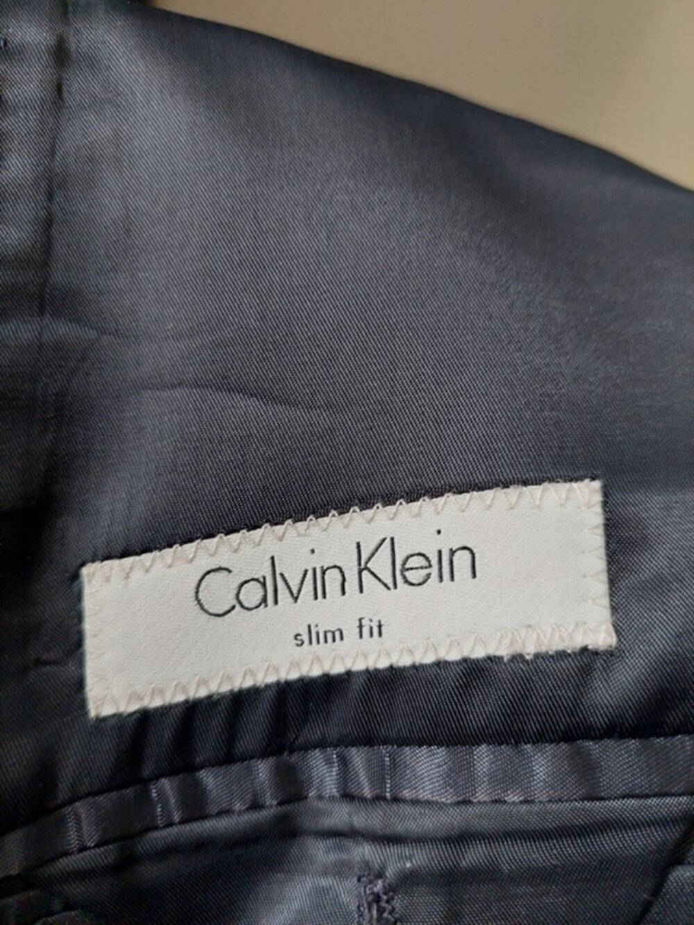 Calvin Klein Slim Fit Navy Blue Micro stripe Suit Blazer (42R) EUC - Picture 4 of 7